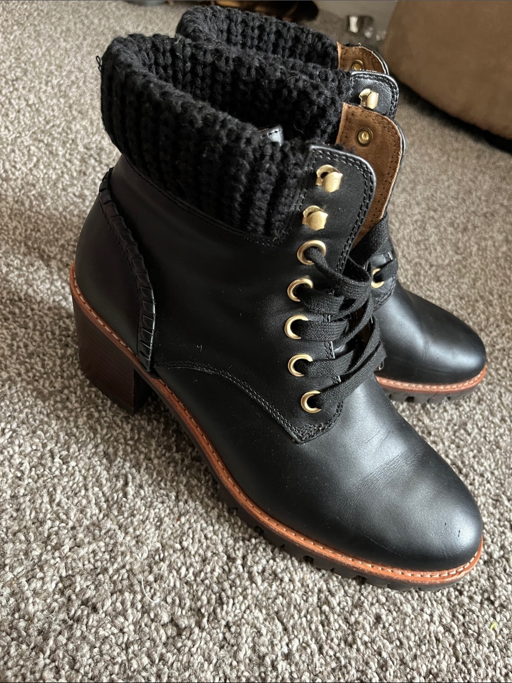 NWOT Jack Rogers. Women's Water  Black Lace-Hiking Boots with Knit Cuff SZ 9